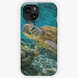 Blue Ocean Sea Turtle Summer Sea Swimming Turtle iPhone 15 Slim Phone Case Cover