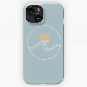Blue Ocean Wave With Orange Sun iPhone 15 Slim Phone Case Cover