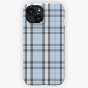 Blue Pastel Plaid iPhone 15 Slim Phone Case Cover