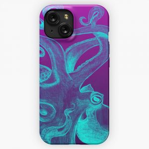 Blue Purple Octopus iPhone 15 Slim Phone Case Cover