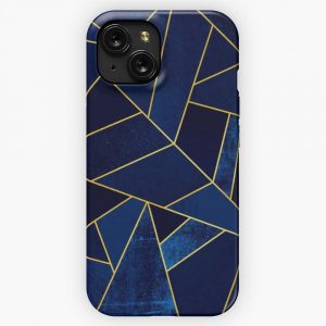 Blue Stone Yellow Lines iPhone 15 Slim Phone Case Cover