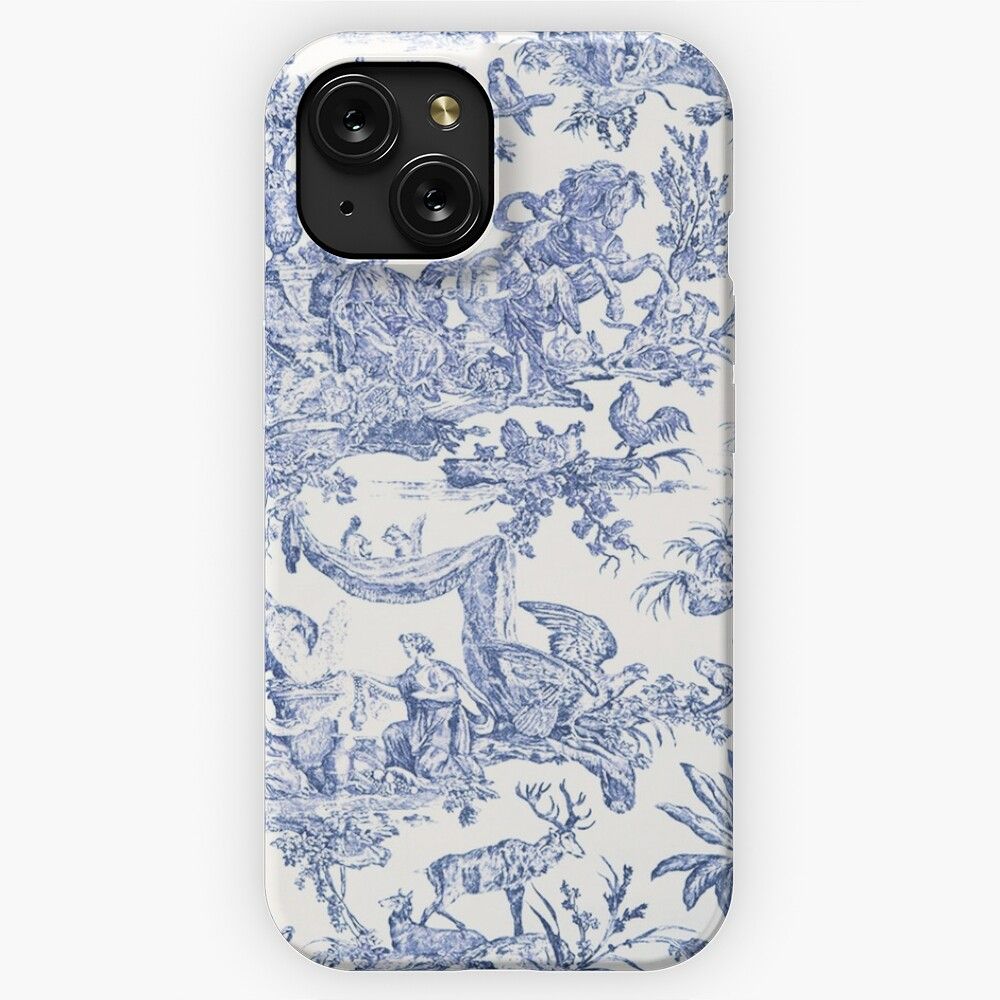 Blue Toile English French Countryside iPhone 15 Slim Phone Case Cover