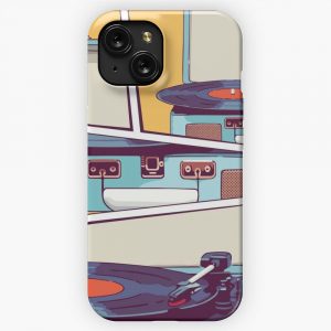 Blue Vinyl Record Player iPhone 15 Slim Phone Case Cover