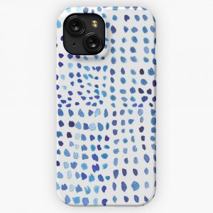 Blue Watercolor Dots iPhone 15 Slim Phone Case Cover