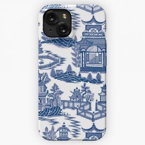 Blue Willow Ancient Ming China Blue And White Chinoiserie iPhone 15 Slim Phone Case Cover