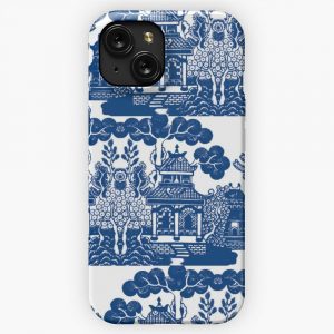 Blue Willow Chinoiserie Blue And White Porcelain Inspiration iPhone 15 Slim Phone Case Cover