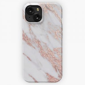 Blush Pink Rose Gold Marble iPhone 15 Slim Phone Case Cover