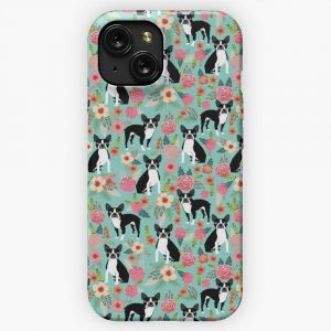 Boston Terrier Floral Dog Breed Pet Art Must Have Boston Terriers Gifts iPhone 15 Slim Phone Case Cover