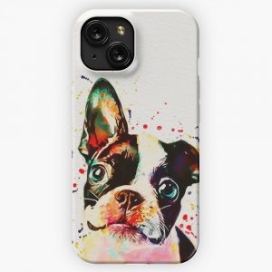 Boston Terrier Watercolor iPhone 15 Slim Phone Case Cover