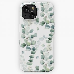 Botanical Eucalyptus Leaves Seamless Pattern iPhone 15 Slim Phone Case Cover