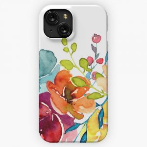 Bright Flowers Summer Watercolor Peonies iPhone 15 Slim Phone Case Cover