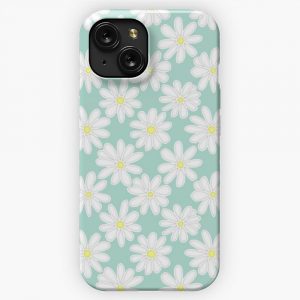 Bright Happy Daisies On Mint iPhone 15 Slim Phone Case Cover