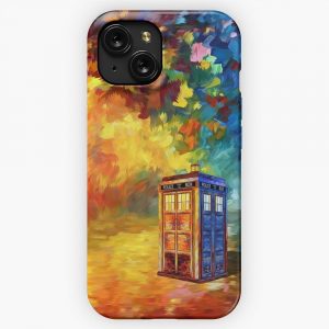 British Police Public Call Box Rainbow Abstraction iPhone 15 Slim Phone Case Cover