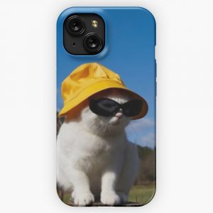 Bucket Hat Cat Wearing A Sunglasses Meme Happy Kitten iPhone 15 Slim Phone Case Cover