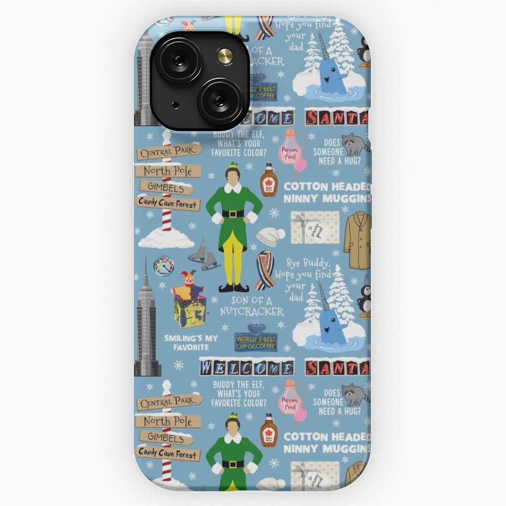 Buddy The Elf Collage Blue Background iPhone 15 Slim Phone Case Cover
