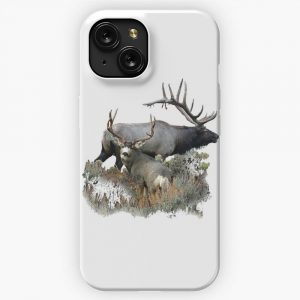 Bull Elk And Mule Deer Buck iPhone 15 Slim Phone Case Cover