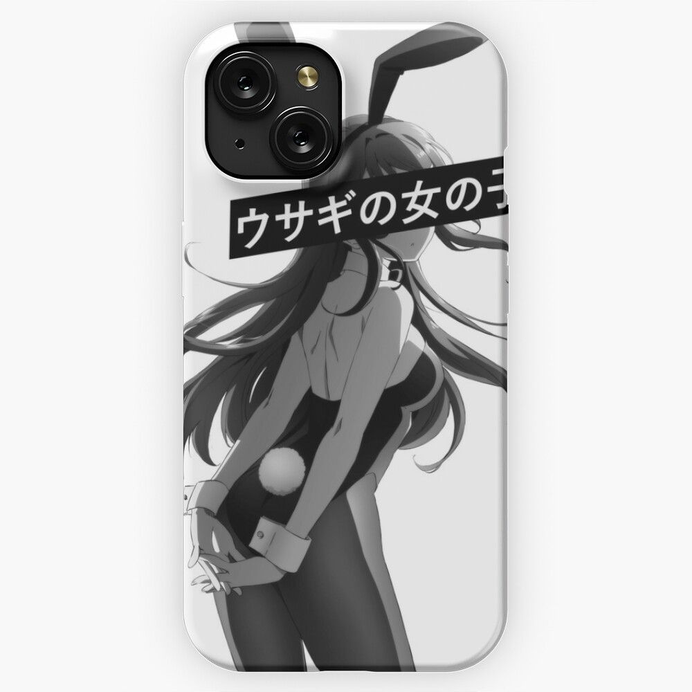 Bunny Girl Senpai Black And White Sad Japanese Anime Aesthetic iPhone 15 Slim Phone Case Cover