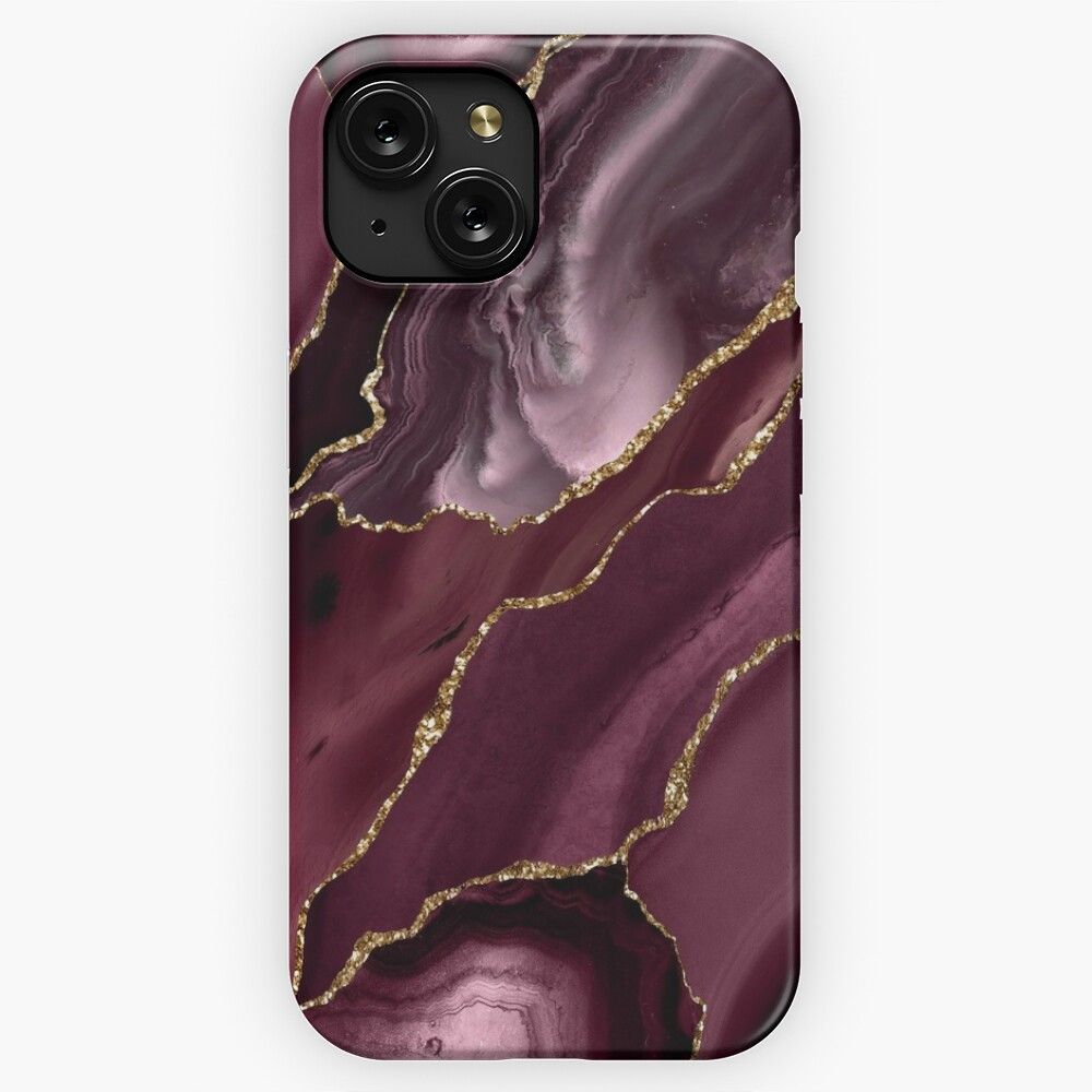 Burgundy Maroon Geode Agate iPhone 15 Slim Phone Case Cover
