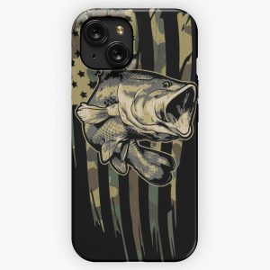 Camo Us Flag Bass Fishing iPhone 15 Slim Phone Case Cover