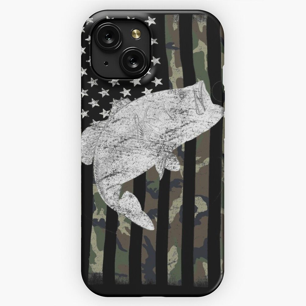 Camouflage Flag Bass Fishing Angler 2 iPhone 15 Slim Phone Case Cover