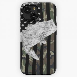 Camouflage Flag Bass Fishing Angler iPhone 15 Slim Phone Case Cover