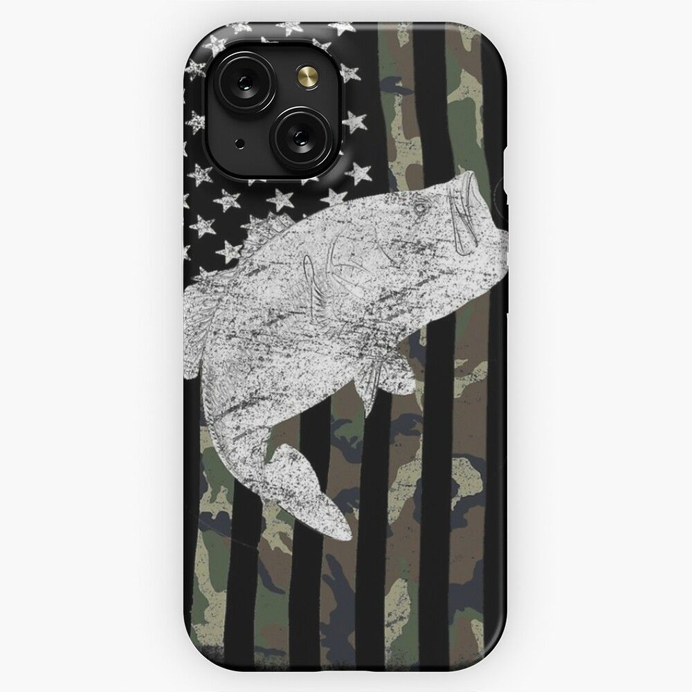 Camouflage Flag Bass Fishing Angler iPhone 15 Slim Phone Case Cover