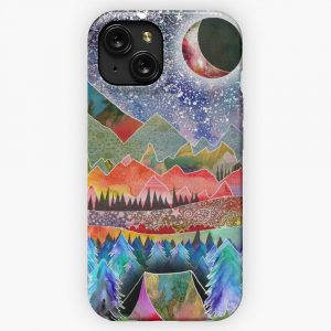 Camping Under The Moon iPhone 15 Slim Phone Case Cover