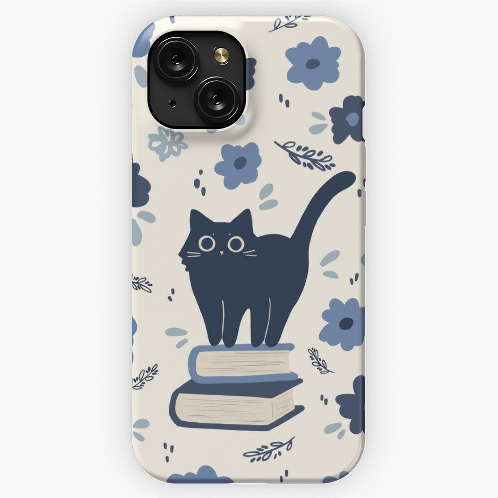 Cat On Pile Of Books iPhone 15 Slim Phone Case Cover