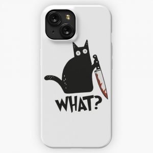 Cat What Murderous Black Cat With Knife Gift Premium iPhone 15 Slim Phone Case Cover