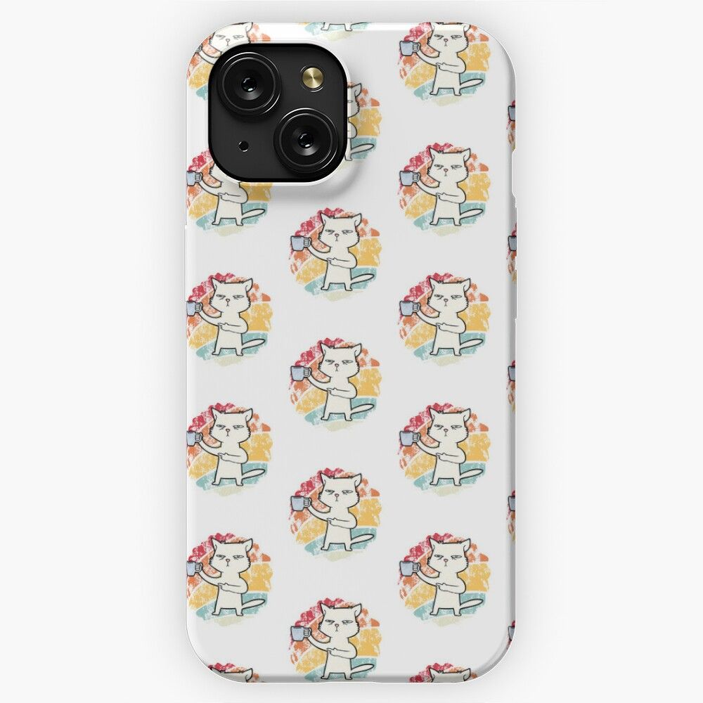Cat With Coffee Funny iPhone 15 Slim Phone Case Cover