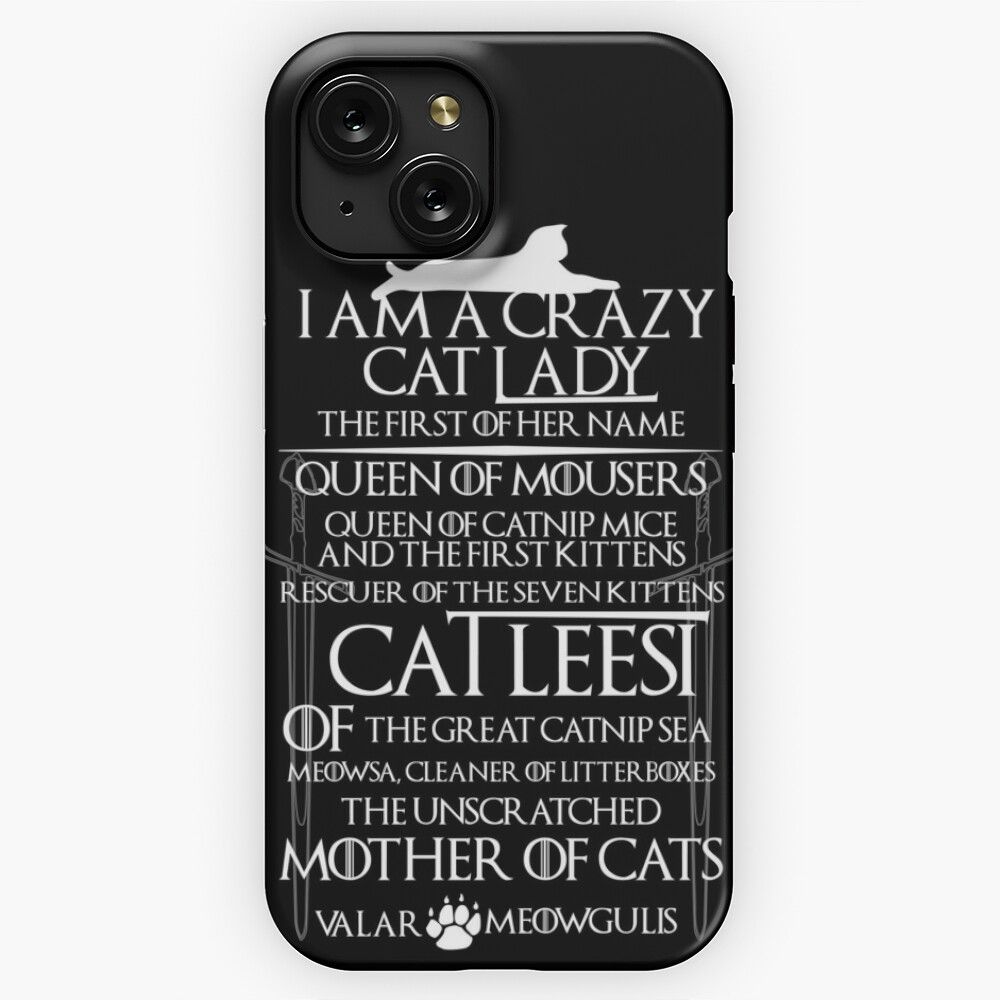 Catleesi Mother Of Cats White On Black Version iPhone 15 Slim Phone Case Cover