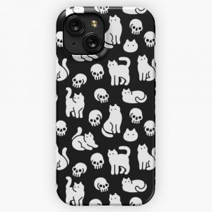 Cats And Skulls Pattern iPhone 15 Slim Phone Case Cover