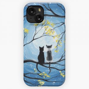 Cats Full Moon iPhone 15 Slim Phone Case Cover