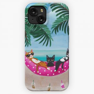 Cats On Summer Holiday iPhone 15 Slim Phone Case Cover