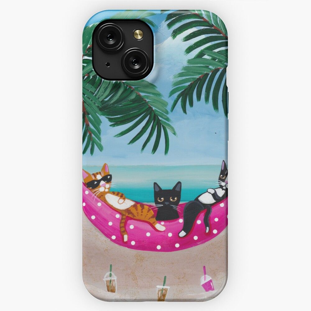 Cats On Summer Holiday iPhone 15 Slim Phone Case Cover