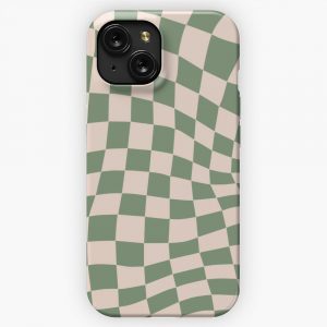 Checkered Prints In Sage Green Aesthetics And Blush iPhone 15 Slim Phone Case Cover