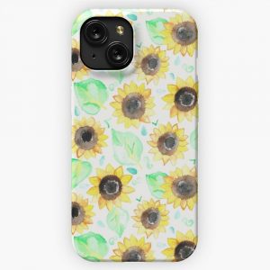 Cheerful Watercolor Sunflowers iPhone 15 Slim Phone Case Cover
