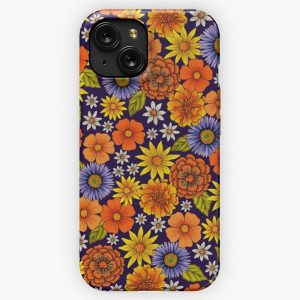 Cheery Spring Flowers In Orange Yellow Purple iPhone 15 Slim Phone Case Cover