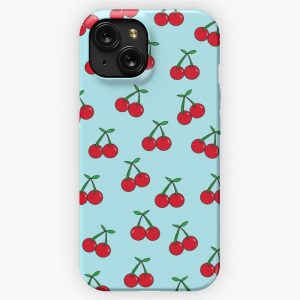 Cherries 4 On Blue iPhone 15 Slim Phone Case Cover