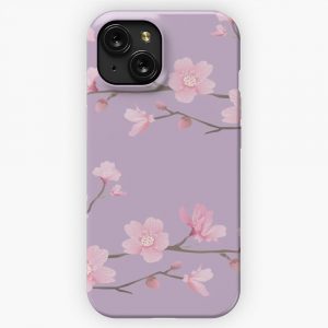Cherry Blossom Flower Plant Pastel Purple iPhone 15 Slim Phone Case Cover