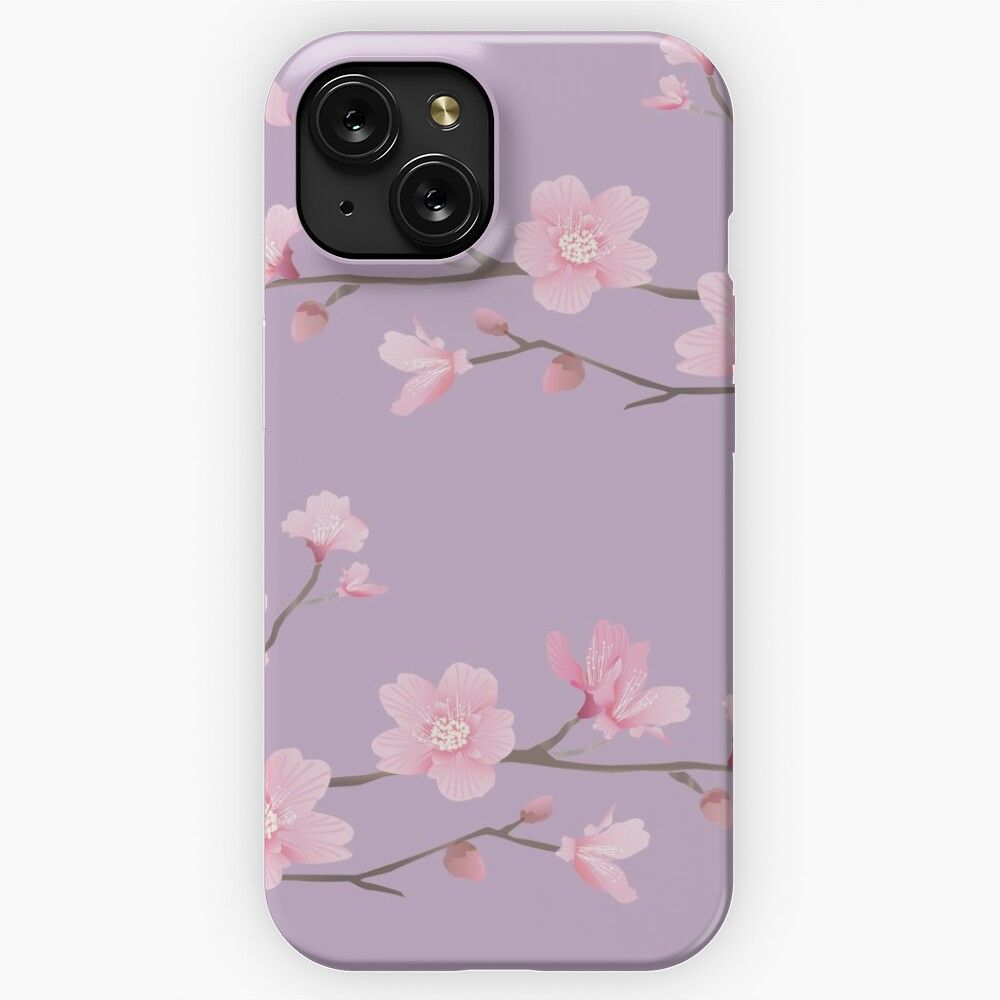 Cherry Blossom Flower Plant Pastel Purple iPhone 15 Slim Phone Case Cover
