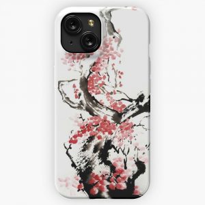 Cherry Blossom Japanese Ink Painting iPhone 15 Slim Phone Case Cover