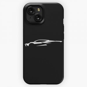 Chevrolet Corvette C8 Silhouette White iPhone 15 Slim Phone Case Cover