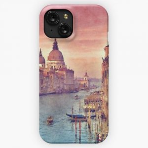 Chic Vintage Italy Venice Canal Pastel Watercolor iPhone 15 Slim Phone Case Cover
