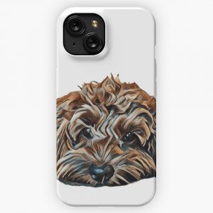 Chocolate Brown Cockapoo White Background iPhone 15 Slim Phone Case Cover