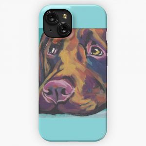 Chocolate Labrador Retriever Dog Bright Colorful Pop Dog Art iPhone 15 Slim Phone Case Cover