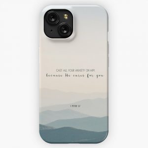 Christian Bible Verse Quote Anxiety iPhone 15 Slim Phone Case Cover
