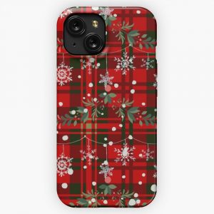 Christmas Snowflake Tartan iPhone 15 Slim Phone Case Cover