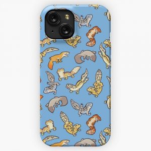 Chub Geckos In Blue iPhone 15 Slim Phone Case Cover