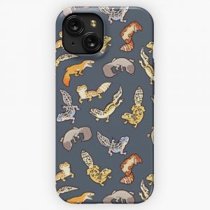 Chub Geckos In Dark Grey iPhone 15 Slim Phone Case Cover